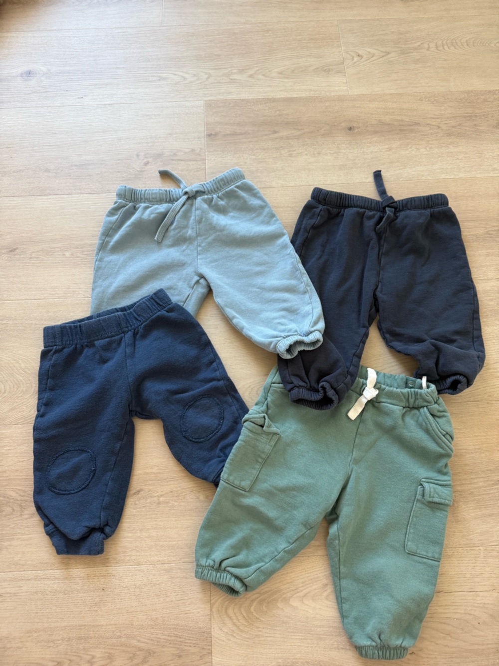 H&M 9M Sweatpants Pack - Navy, Light Blue & Green